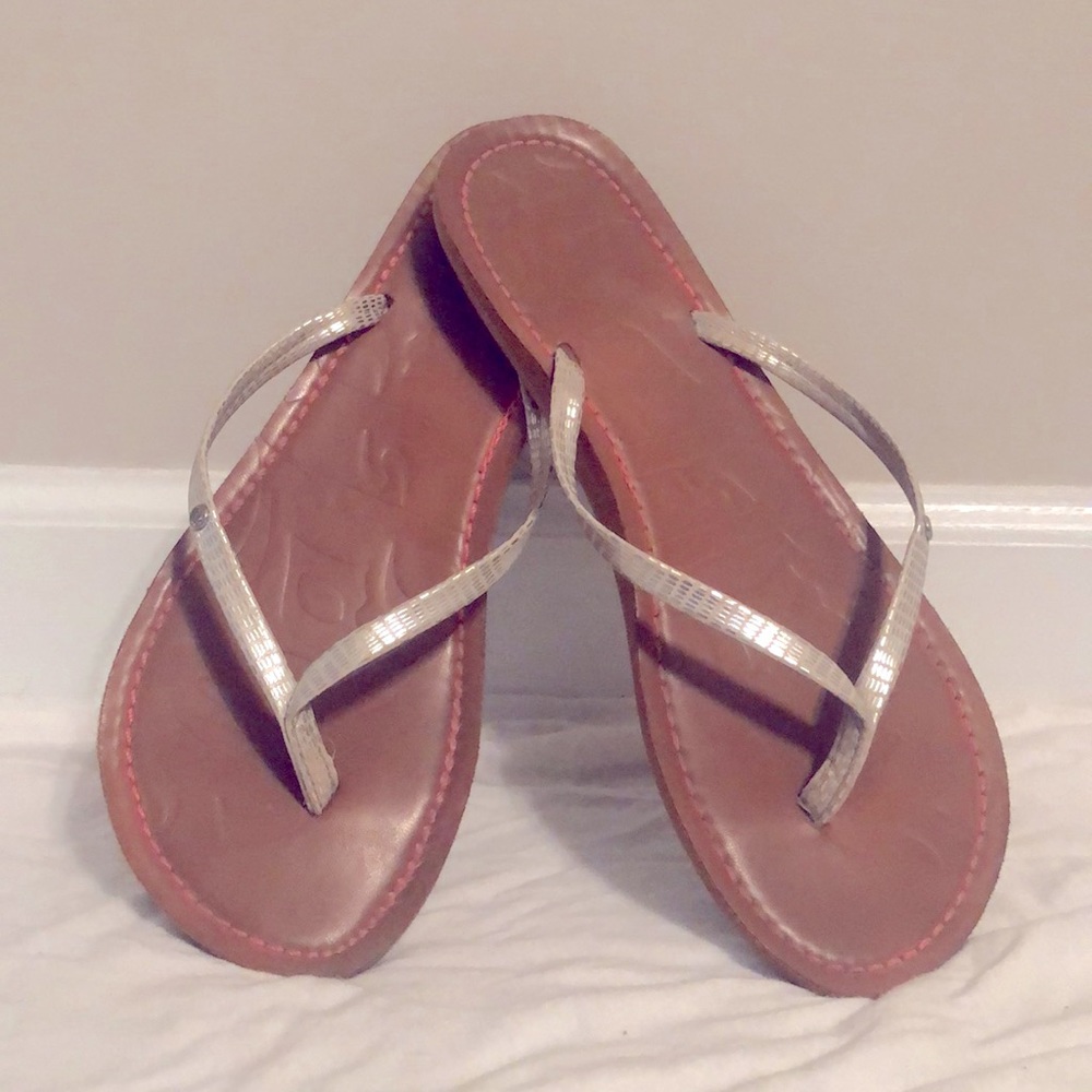 Silver flip flops